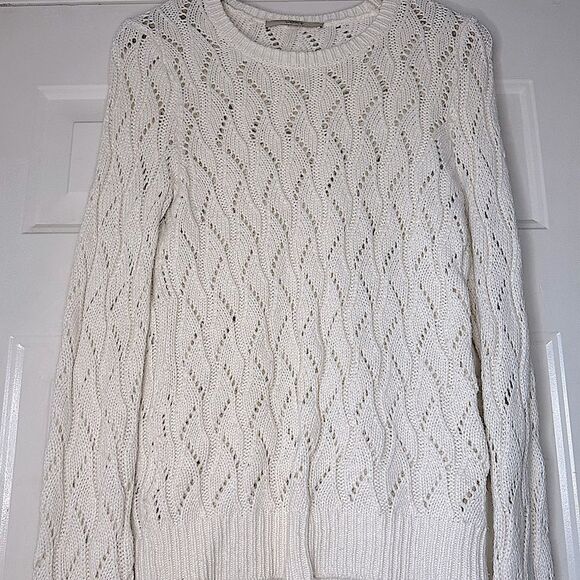 Ann Taylor Loft Cream Knitted Sweater Wool Rabbit Hair Blend - Picture 3 of 12